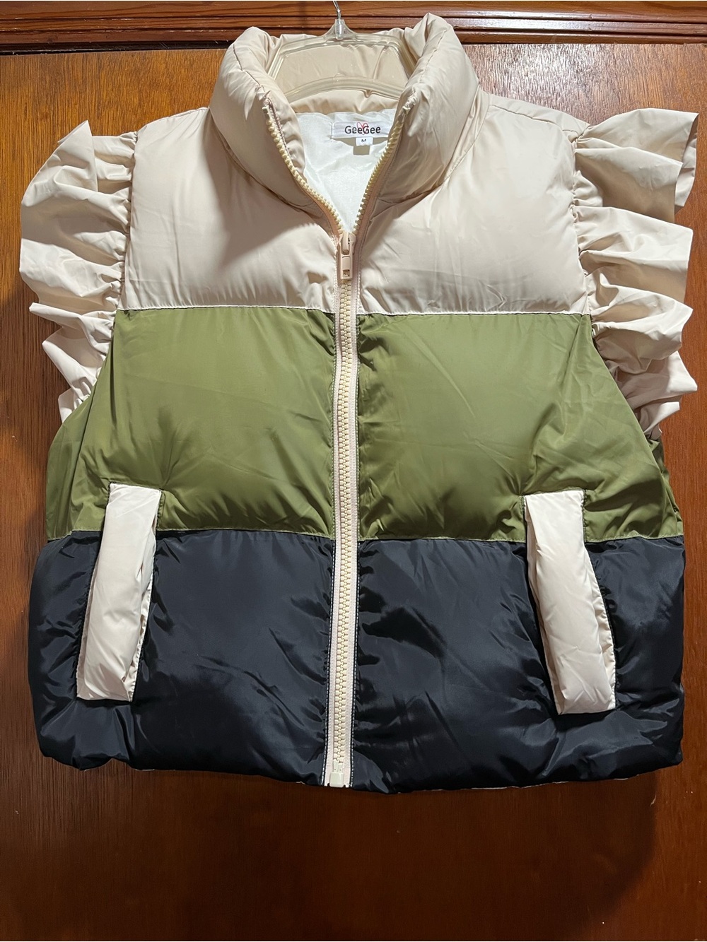 Gee Gee Puffer Vest - Cream, Olive & Black